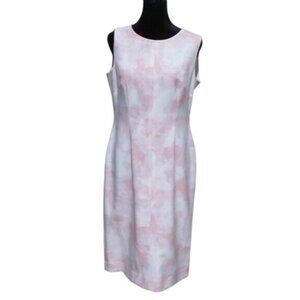 NINE WEST Pink & Cream Tie-dye Abstract Sleeveless Sheath Slip Dress Size 8